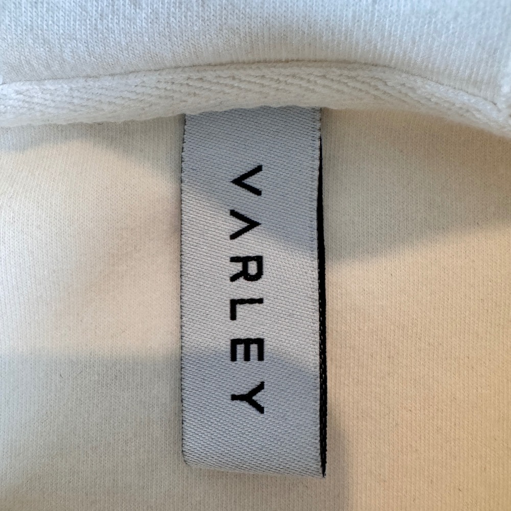 Varley Hoodie Women Small Cream Drawstring Waist Mock Neck Face Cover Pullover - Picture 6 of 9